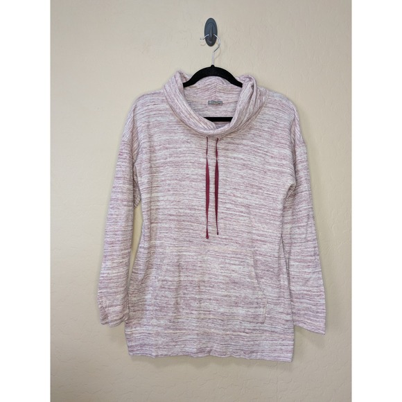 T by Talbots Sweaters - T by Talbots Womens Medium Pink Space Dye Cowl Neck Cotton Tunic Sweater Pocket